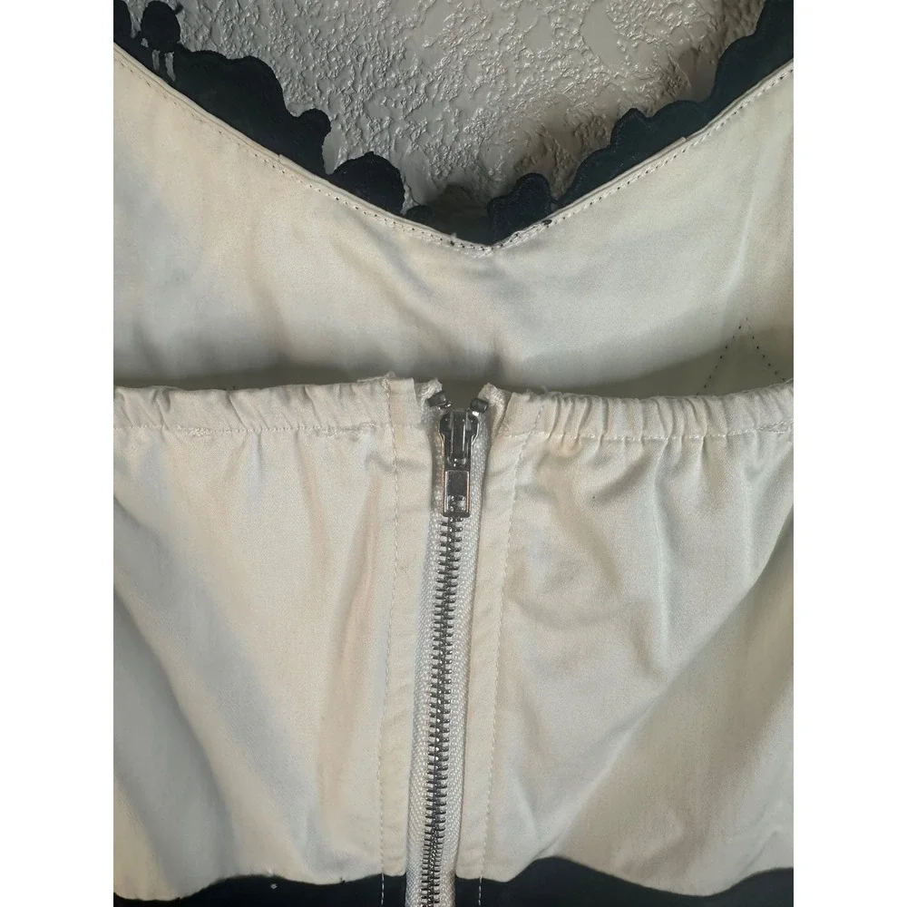 STAND Women's White Black Lace Trim Fit and Flare Cocktail Dress Size Medium